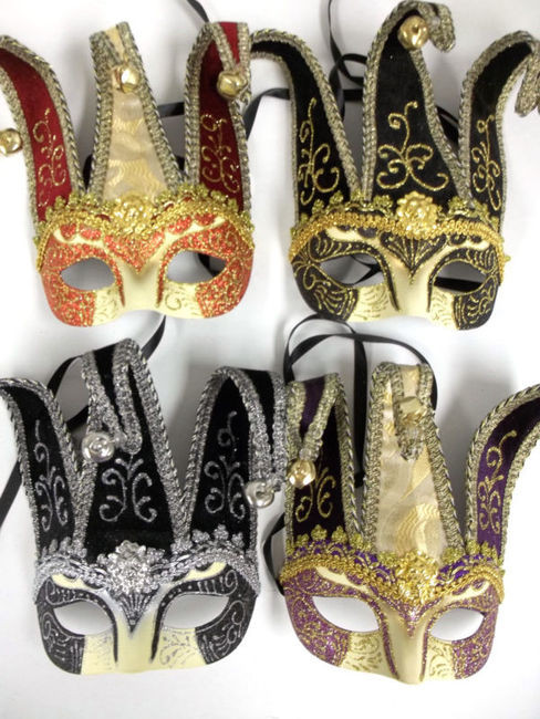 Golden Lion Jester Masquerade Mask Black Silver Gold, Red, Purple