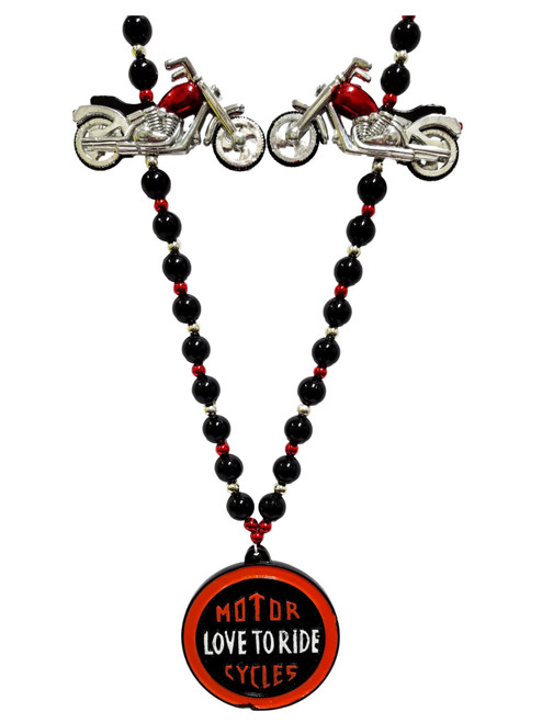 Motorcycle Mardi Gras Beads Party Favors "Love To Ride" Bead