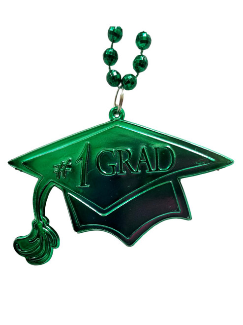 Green #1 Grad Cap And Tassel Graduation Double Sided Mardi Gras Disco Ball Bead Green #1 Grad Cap And Tassel Graduation Double Sided Mardi Gras Disco Ball Bead