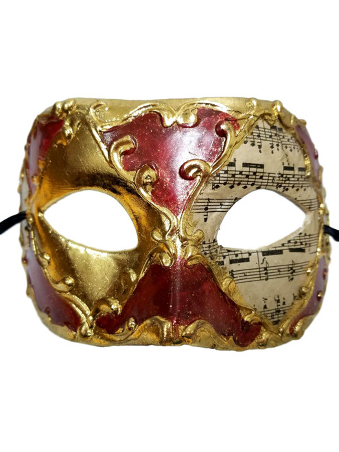 Red Gold Music Masquerade Paper Mache Mardi Gras Mask Red Gold Music Masquerade Paper Mache Mardi Gras Mask