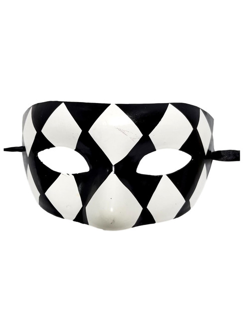 Black White Checker Diamond Masquerade Paper Mache Mardi Gras Mask Black White Checker Diamond Masquerade Paper Mache Mardi Gras Mask