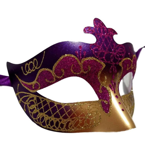Purple Gold Scroll Venetian Mardi Gras Mask Masquerade Costume Prom Dance