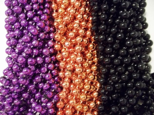 36 Mardi Gras Beads Party Favors Halloween Necklace Purple Orange Black 3 dozen