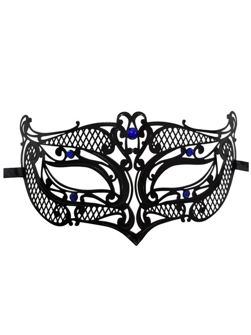 Male Small Black Blue Laser Cut Venetian Masquerade Metal Filigree Mask Men Boys