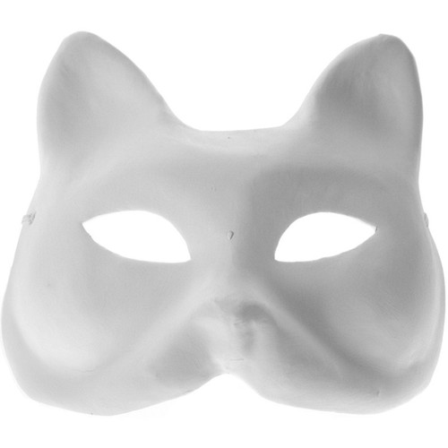 White Plain Venetian Cat Masquerade Mardi Gras Mask