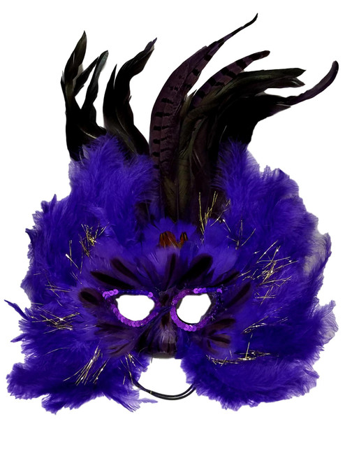 Purple Tinsel Feather Masquerade Costume Ball Prom Mask Purple Tinsel Feather Masquerade Costume Ball Prom Mask