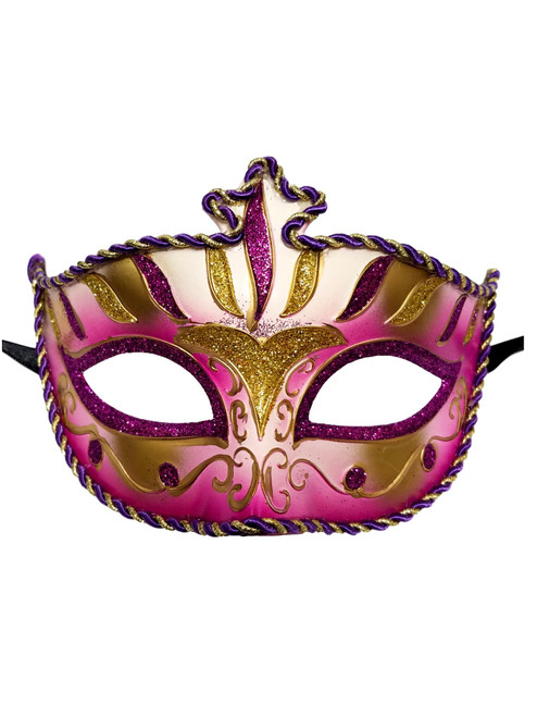 Purple Gold Stripe Venetian Mardi Gras Masquerade Prom Dance Mask