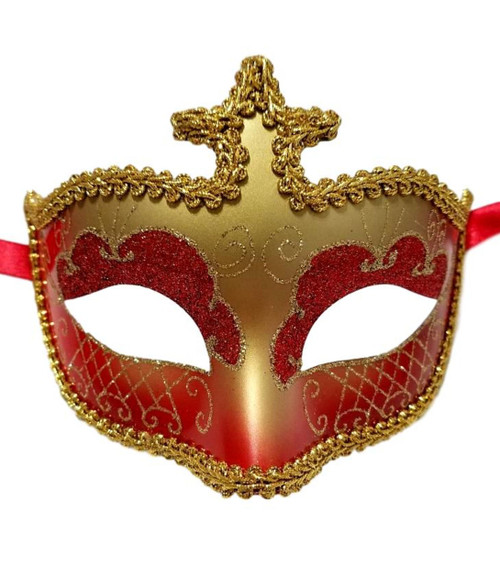 Red Gold Glitter Masquerade Costume Mask Halloween New Years Party Red Gold Glitter Masquerade Costume Mask Halloween New Years Party