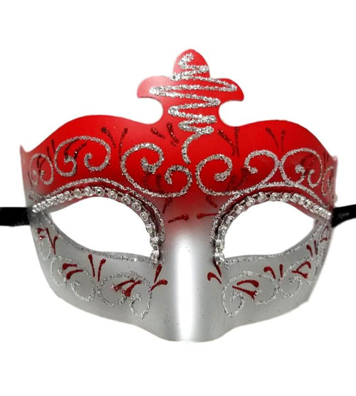 Red Sparkle Scroll Venetian Masquerade Mardi Gras Mask