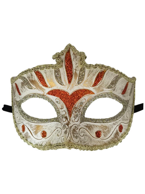 Orange White Venetian Mardi Gras Prom Masquerade Mask