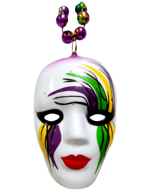 Mask Face XLG Necklace Mardi Gras Bead Mask Face XLG Necklace Mardi Gras Bead