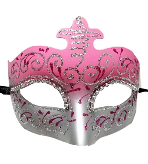 Pink Silver Sparkle Scroll Venetian Masquerade Mardi Gras Mask Pink Silver Sparkle Scroll Venetian Masquerade Mardi Gras Mask