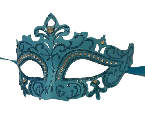 Light Blue Princess Crystal Mardi Gras Masquerade Mask