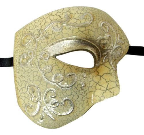 Silver Phantom of the Opera Men's Venetian Half Masquerade Mask Silver Phantom of the Opera Men's Venetian Half Masquerade Mask