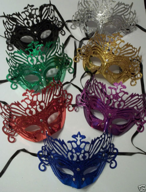 Metallic Colors Crown Mask Silver or Pink Mardi Gras Masquerade Mask