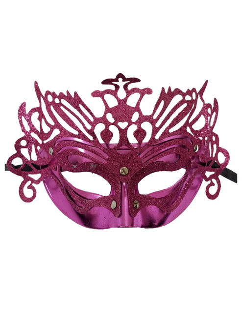 Pink Metallic Crown Mask Pink Mardi Gras Masquerade Mask