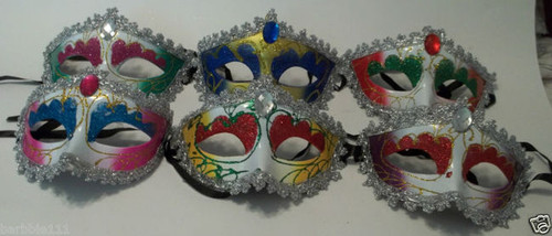 Venetian Oval Gem Mardi Gras Masquerade Mask in 6 colors