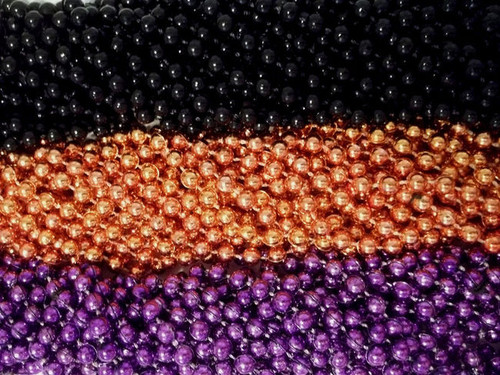 36 Purple Orange Black Halloween Mardi Gras Beads Party Favors Necklaces 3 Dozen