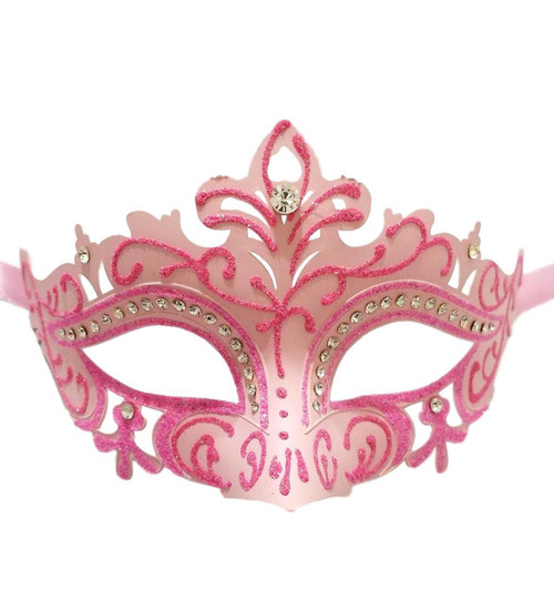 Light Pink Silver Venetian Mask Feather Masquerade Costume Prom Dance 