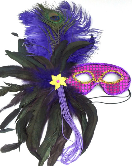 Elegant Purple Feather Mask Masquerade Mardi Gras New