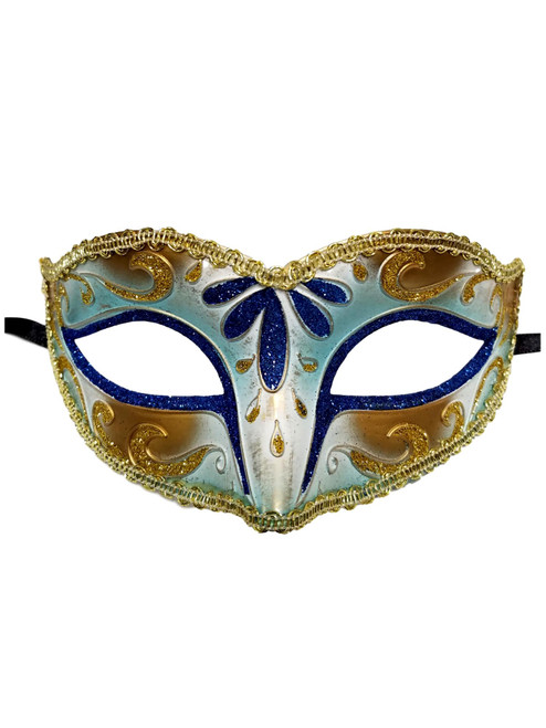 Blue Gold Child, Teen or Adult Venetian Masquerade Mardi Gras Mask Blue Gold Child, Teen or Adult Venetian Masquerade Mardi Gras Mask