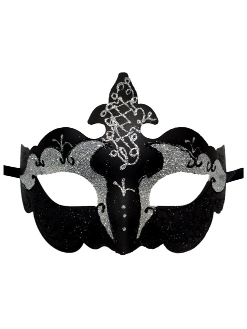 Black Silver Glitter Venetian Masquerade Costume Mask Halloween Party