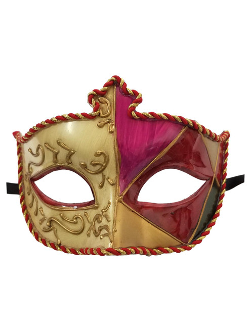 Red Gold Purple Embossed Venetian Mardi Gras Masquerade Mask