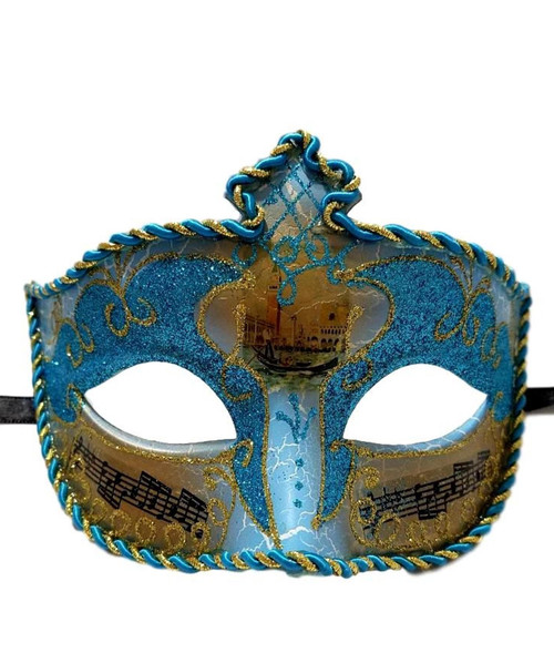 Aqua Blue Gold Music Antique Venetian Masquerade Mask Aqua Blue Gold Music Antique Venetian Masquerade Mask