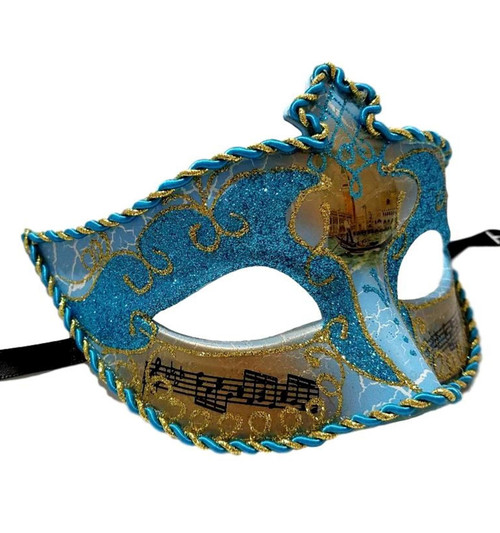 Aqua Blue Gold Music Antique Venetian Masquerade Mask Aqua Blue Gold Music Antique Venetian Masquerade Mask