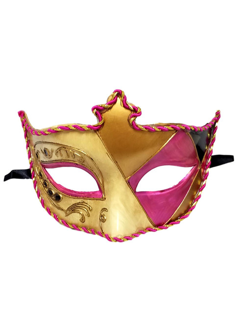 Pink Gold Embossed Venetian Mardi Gras Prom Masquerade Mask