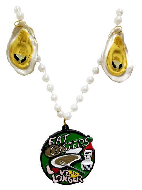 Eat Oysters Love Longer Mardi Gras Necklace Beads Bead with Pendant Eat Oysters Love Longer Mardi Gras Necklace Beads Bead with Pendant