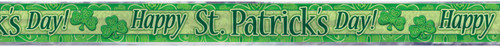 Happy St. Patrick's Day Foil Banner Decoration Clover Shamrock