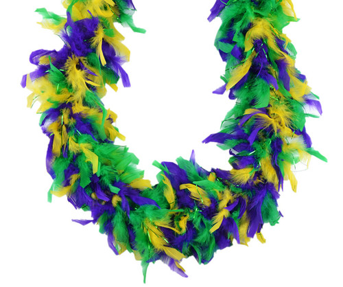 Green Purple Yellow Lurex 45 gm 72 in 6 Ft Chandelle Feather Boa Green Purple Yellow Lurex 45 gm 72 in 6 Ft Chandelle Feather Boa