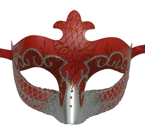 Red Silver Scroll Venetian Mask Masquerade Costume Dance Men Women Red Silver Scroll Venetian Mask Masquerade Costume Dance Men Women