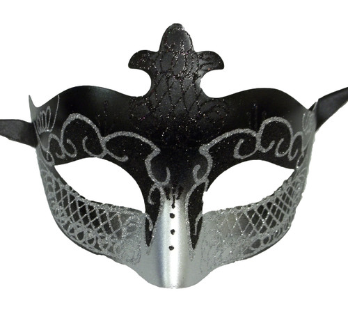 Black Silver Scroll Venetian Mask Masquerade Costume Dance Men Women