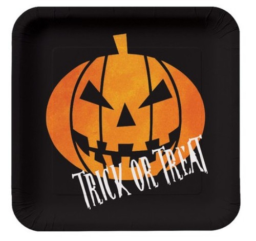 Creepy Night Halloween Pumpkin "Trick or Treat" 8 Dessert Plates 7" Creepy Night Halloween Pumpkin "Trick or Treat" 8 Dessert Plates 7"