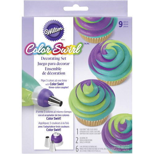 Wilton ColorSwirl 3 Color Coupler Decorating Kit 9 Pc Tri-color Icing Wilton ColorSwirl 3 Color Coupler Decorating Kit 9 Pc Tri-color Icing