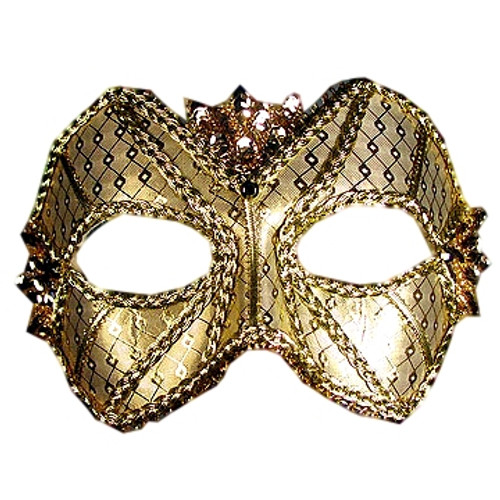 "Jupiter" Gold Sequin Metallic Masquerade Prom Ball Mask