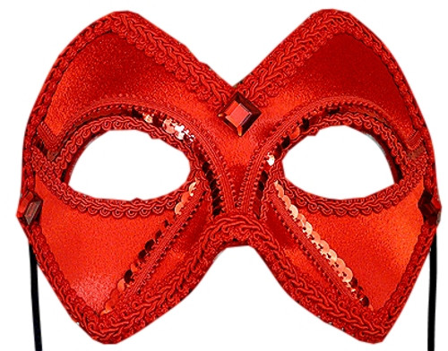 "Valentina Companion" Red Beaded Velvet Masquerade Prom Ball Mask