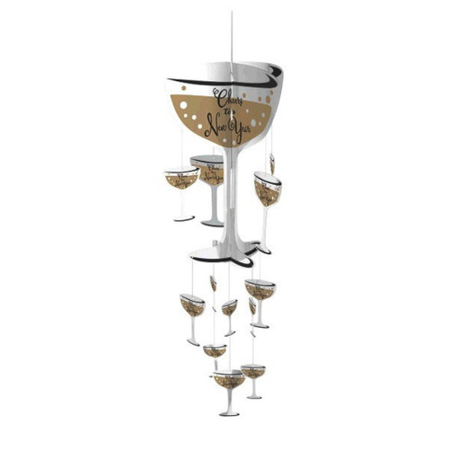New Year's Champagne Glasses Jumbo Hanging Decoration Over 3 Ft