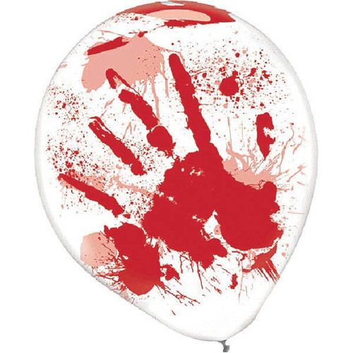 Asylum Printed Bloody Hand Helium Quality 6 12" Latex Balloons Asylum Printed Bloody Hand Helium Quality 6 12" Latex Balloons
