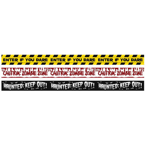 3 Fright Tape Banners Halloween Enter if you dare, Zombie Zone, Haunted 3 Fright Tape Banners Halloween Enter if you dare, Zombie Zone, Haunted