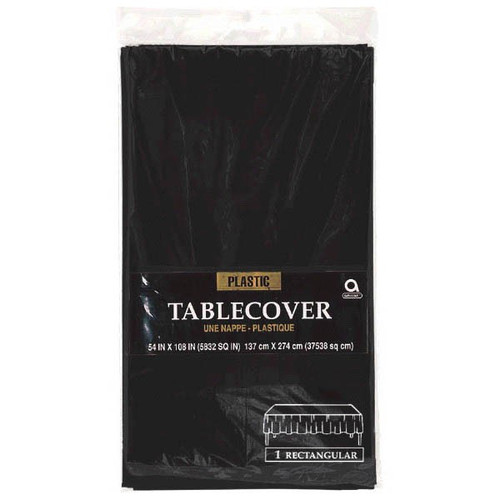 Jet Black Plastic Tablecover 54 x 108