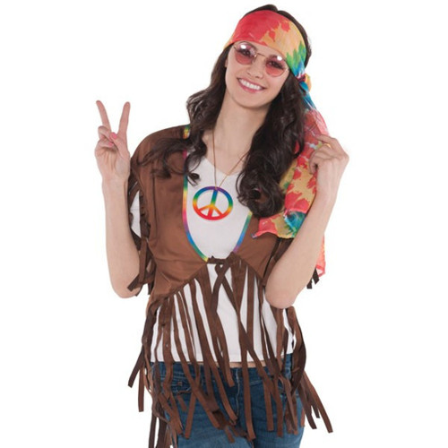 Groovy 60's Hippie Vest Women's Adult Standard Brown