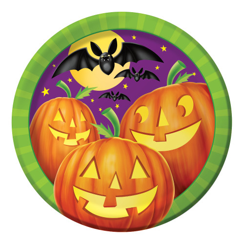Pumpkin Shine 8 9" Dinner Lunch Plates Halloween Party Bats Pumpkin Shine 8 9" Dinner Lunch Plates Halloween Party Bats