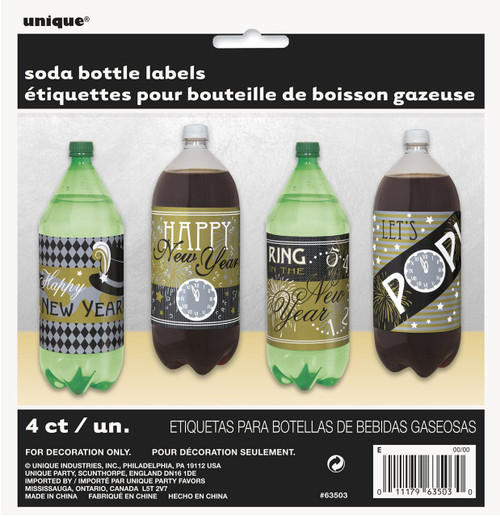 New Years Eve Holiday Beverage Soda 2 Liter Bottle Labels 4 Ct Party New Years Eve Holiday Beverage Soda 2 Liter Bottle Labels 4 Ct Party