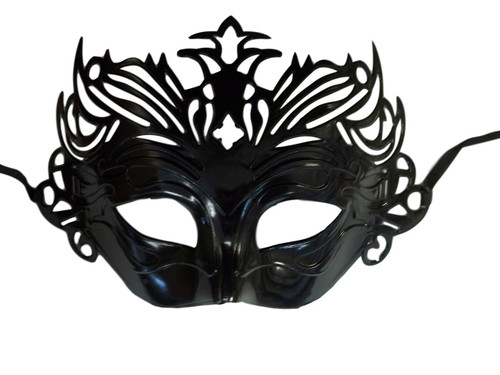 Black Venetian Laser Cut Mardi Gras Masquerade Half Mask Crown Black Venetian Laser Cut Mardi Gras Masquerade Half Mask Crown