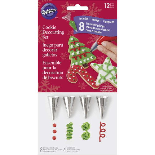 Cookie Decorating Kit 8 Decorating Bags 4 Tips (3, 5, 14, 101) Wilton