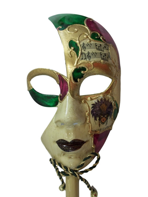 New Orleans Venetian Stick Mask Purple Gold Ladies New Orleans Venetian Stick Mask Purple Gold Ladies
