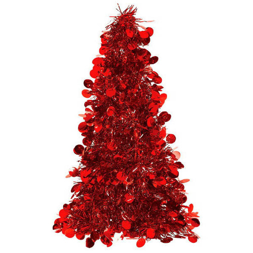 Tinsel Christmas Tree 10" Red